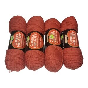 Vintage Coats & Clark Red Heart 4 Ply Yarn Rust 282 Lot of 4 Skeins Acrylic